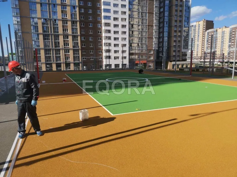 Из чего состоит бесшовное резиновое покрытие в Лыткарино?